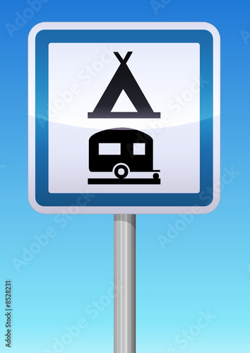 Panneau de signalisation camping caravaning