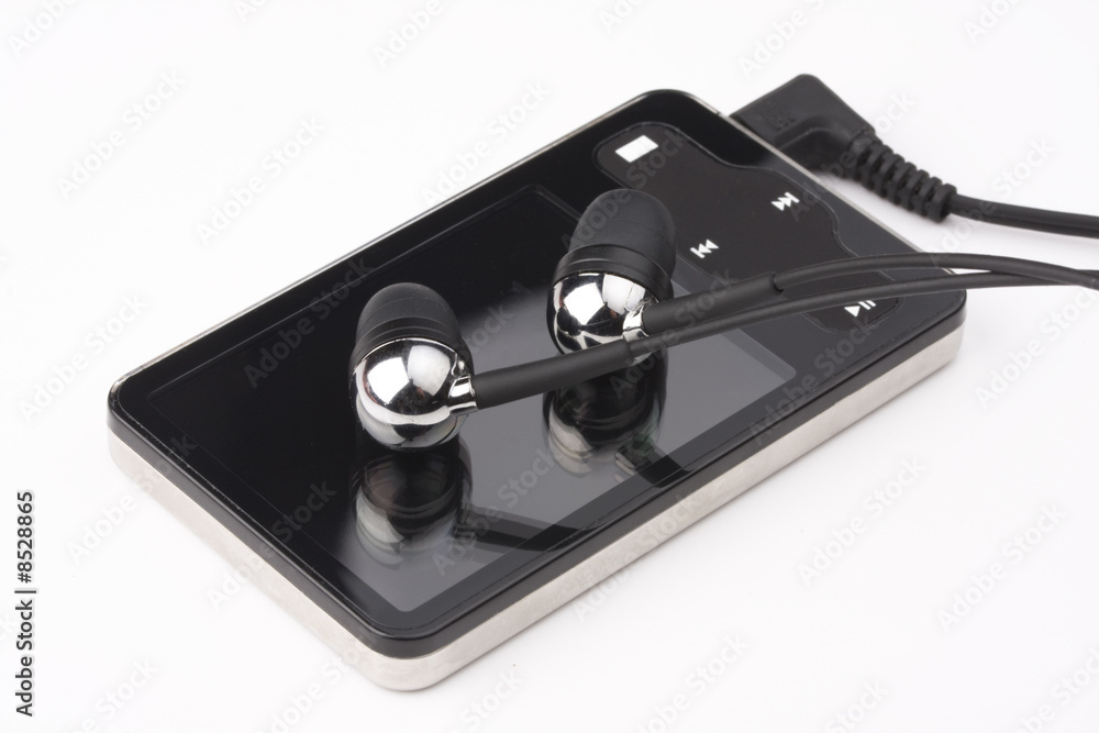 mobile music player on white background
