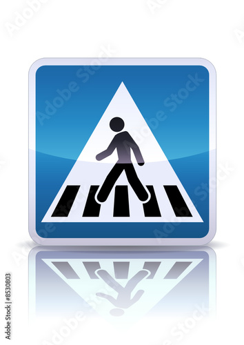 Panneau de signalisation passage piéton (reflet métal)