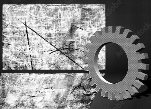 steel pinion on metal background