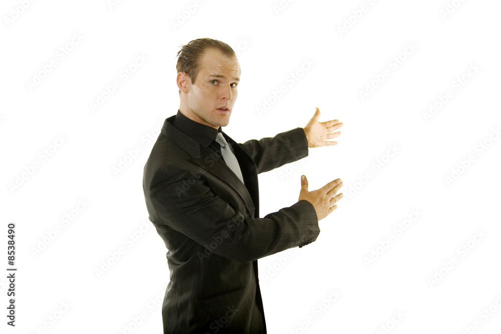 Successful young businessman speaking Successful young businessman speaking