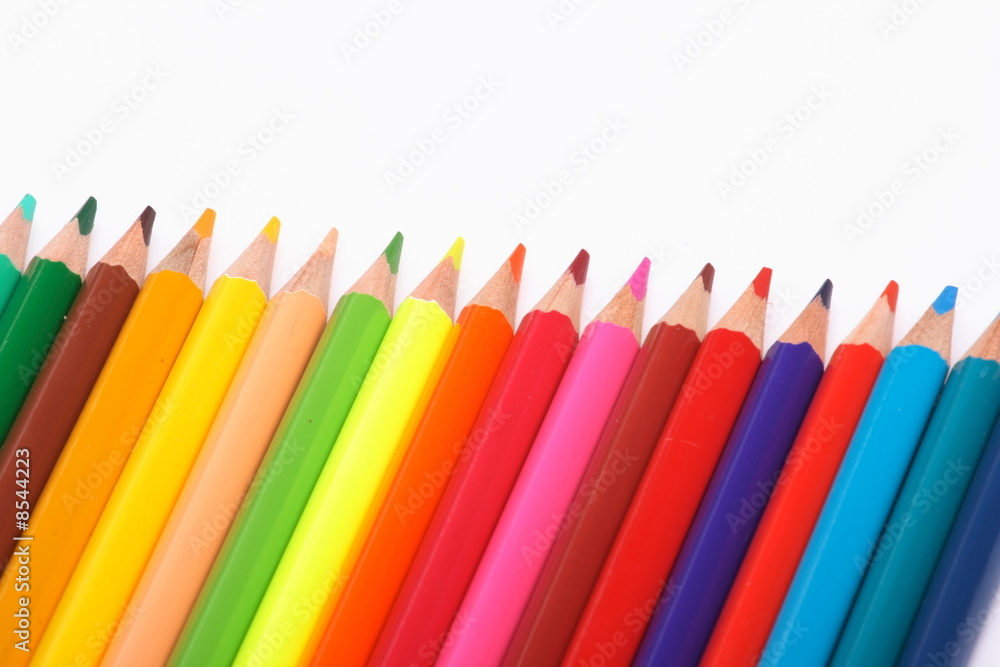 Fototapeta premium Color pencils on white background