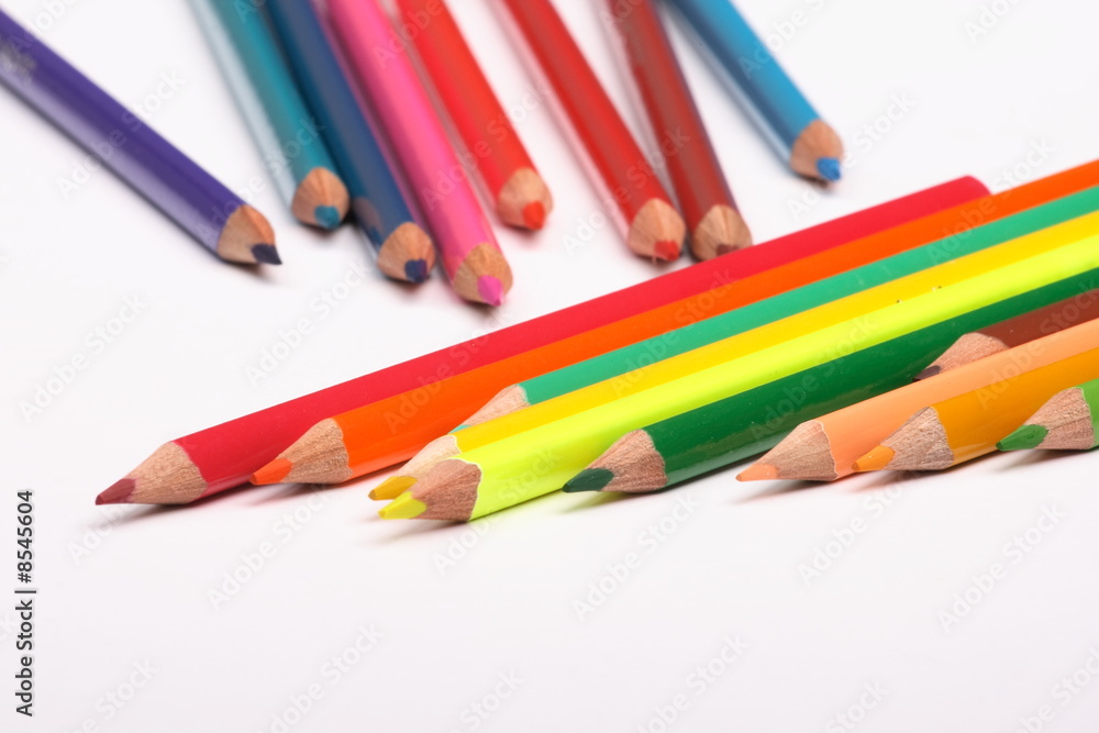 Fototapeta premium Color pencils on white background