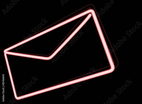 red neon envelope on black background