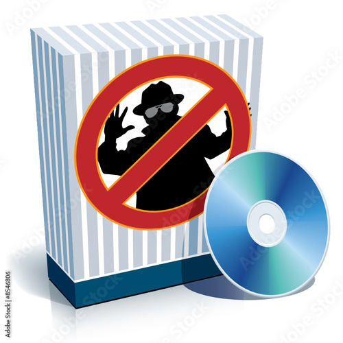 Box with anti-spy sign and CD