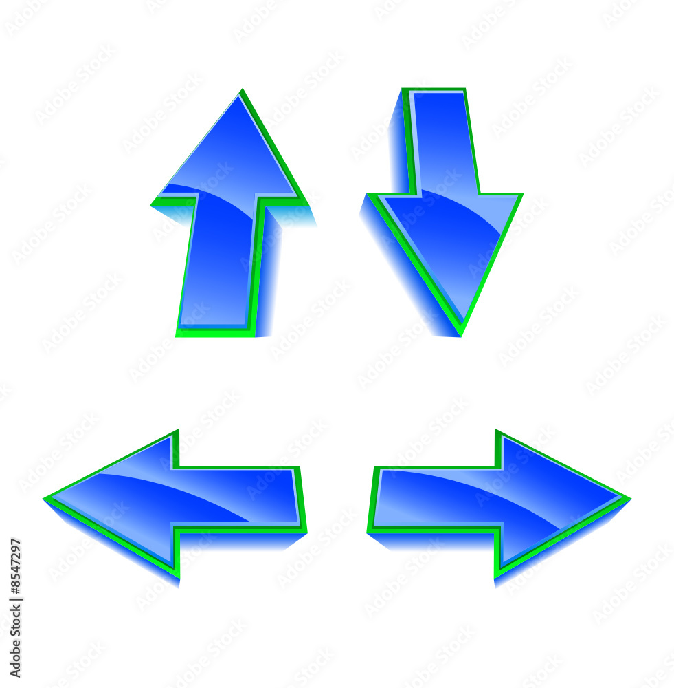 Set of 4 vector blue glossy arrows Set of 4 vector blue glossy arrows