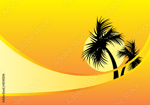 yellow background with palm trees