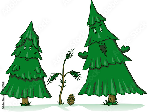 pine tree family cartoon
