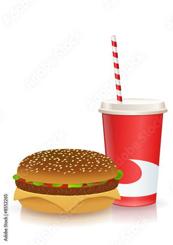 Hamburger et son verre de soda (reflet)