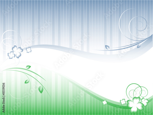 floral striped vector background in blue and green colors