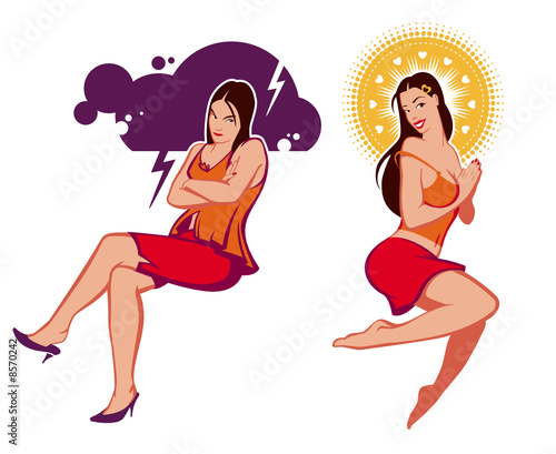 Woman in different mood
