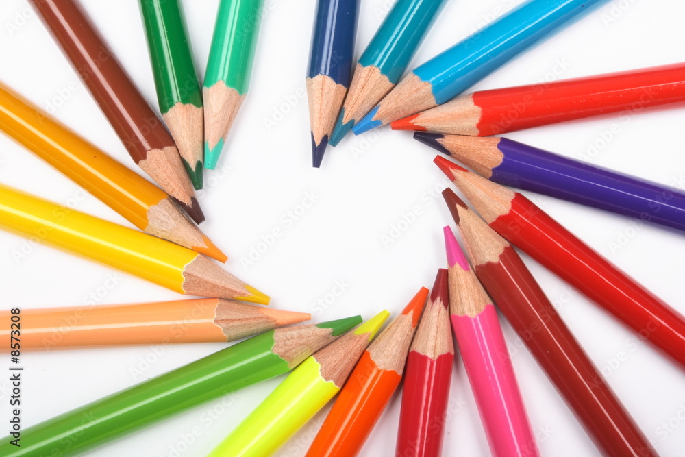 Fototapeta premium Color pencils on white background