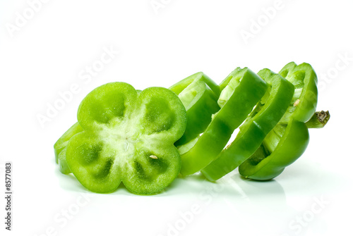 Slices of green sweet pepper