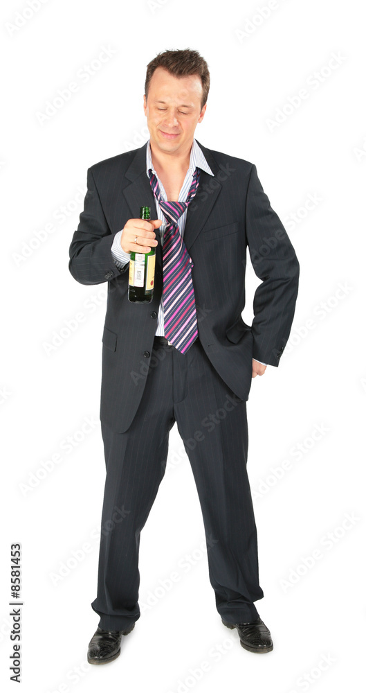 businessman with bottle of wine businessman with bottle of wine