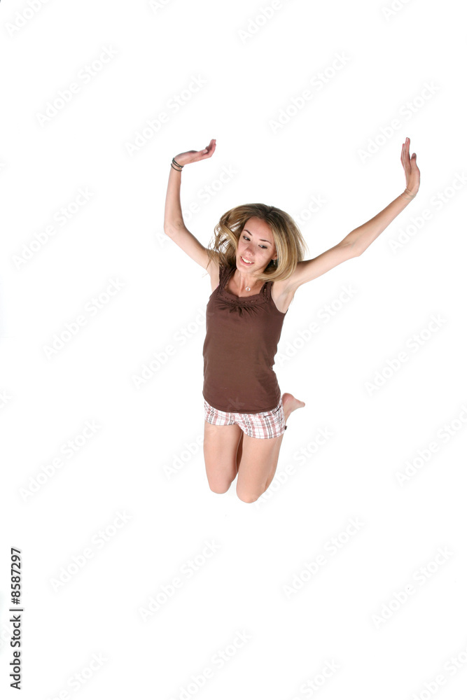 jumping for joy teenage girl