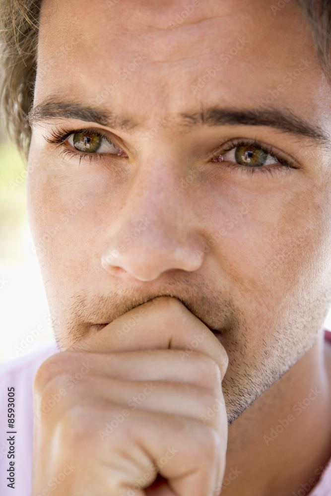 Fototapeta premium Head shot of worried man