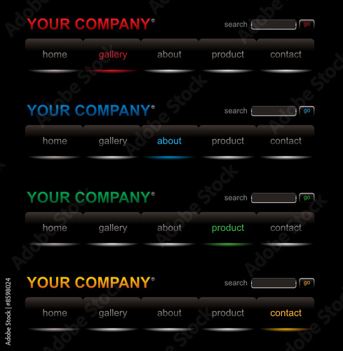 Website black buttons bars set template