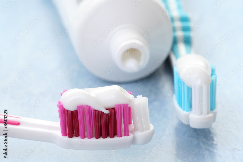 toothpaste and toothbrushes