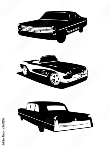 US oldtimer sports cars vector graphic