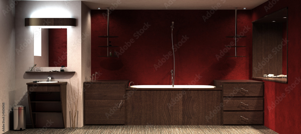 Foto salle de bain rouge