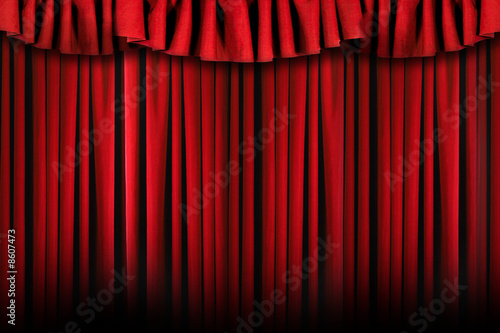 Simple Theater Stage Drapes  With Harsh Lighting