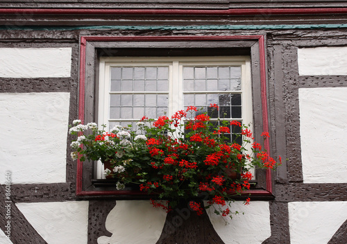 Fachwerkhaus mit Blumen