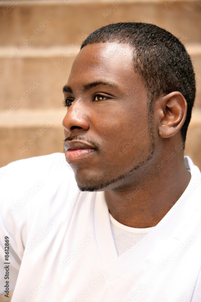 Fototapeta premium Handsome African American Man Wondering About His Future