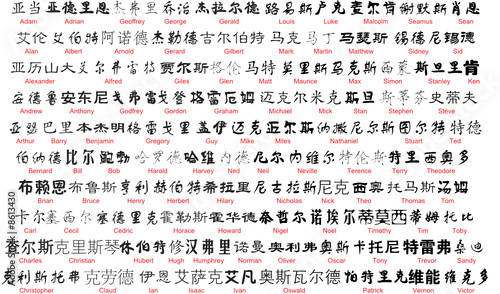 vector chinese writing with english translation 1