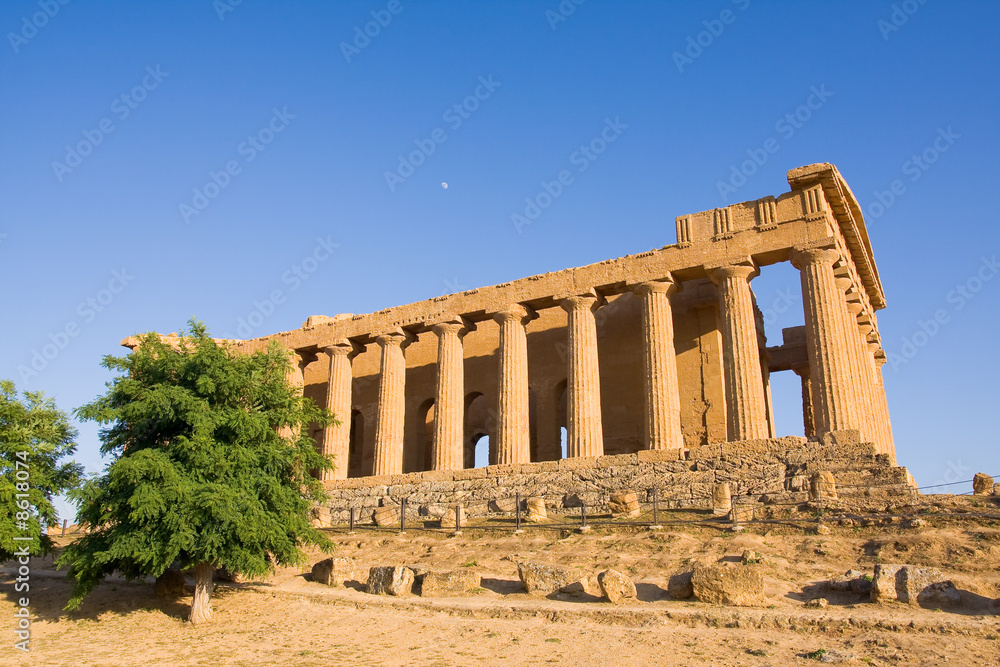 greek temple at the sunset