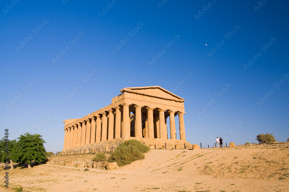 greek temple at the sunset