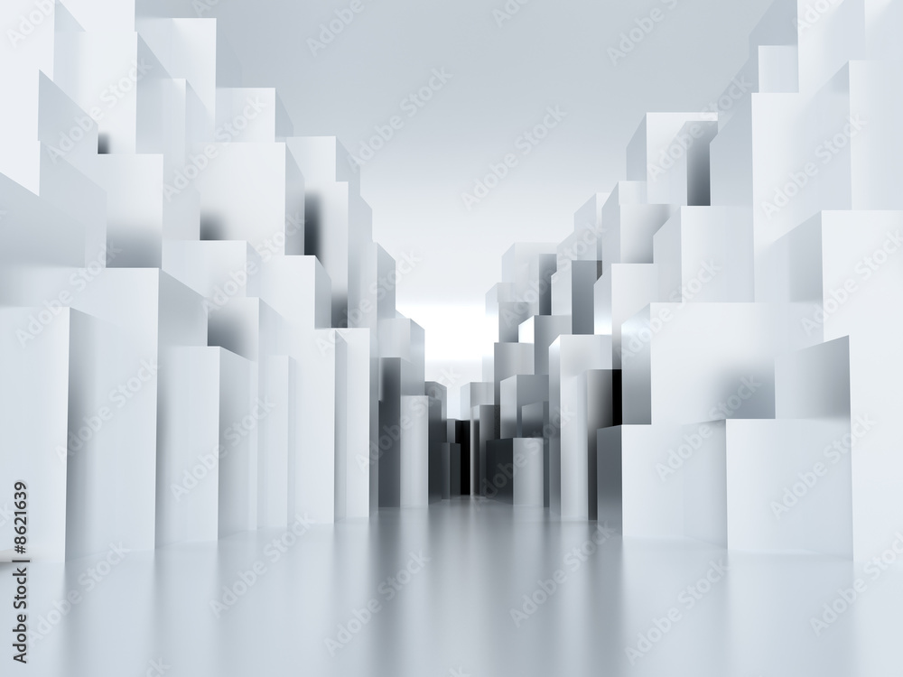 Abstract metal cubic surface of white-blue color Abstract metal cubic surface of white-blue color