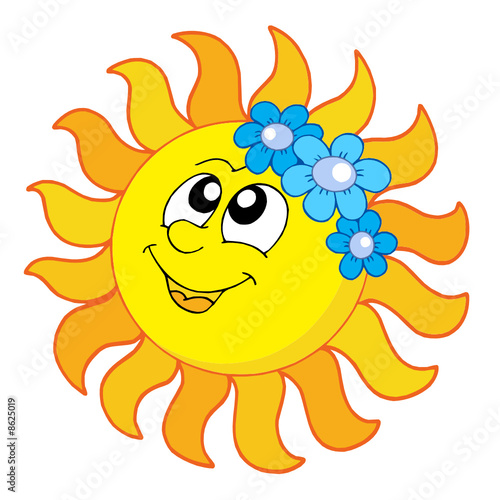 Smiling Sun with flowers