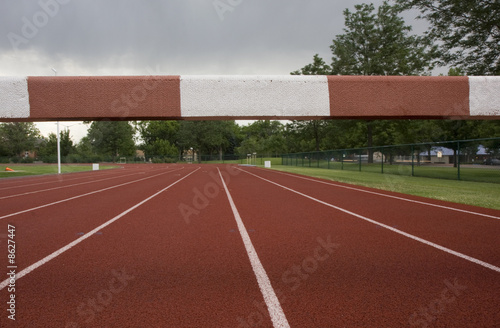 running tracks with a steeplechase  barrier across them