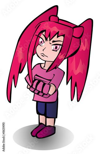 offended girl with pink hair