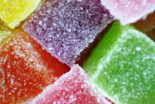 Sugar jelly cubes closeup
