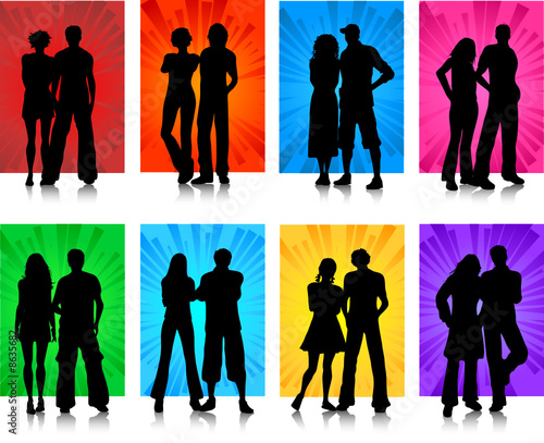 Silhouettes of couples