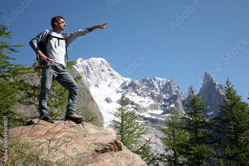 hiker pointing