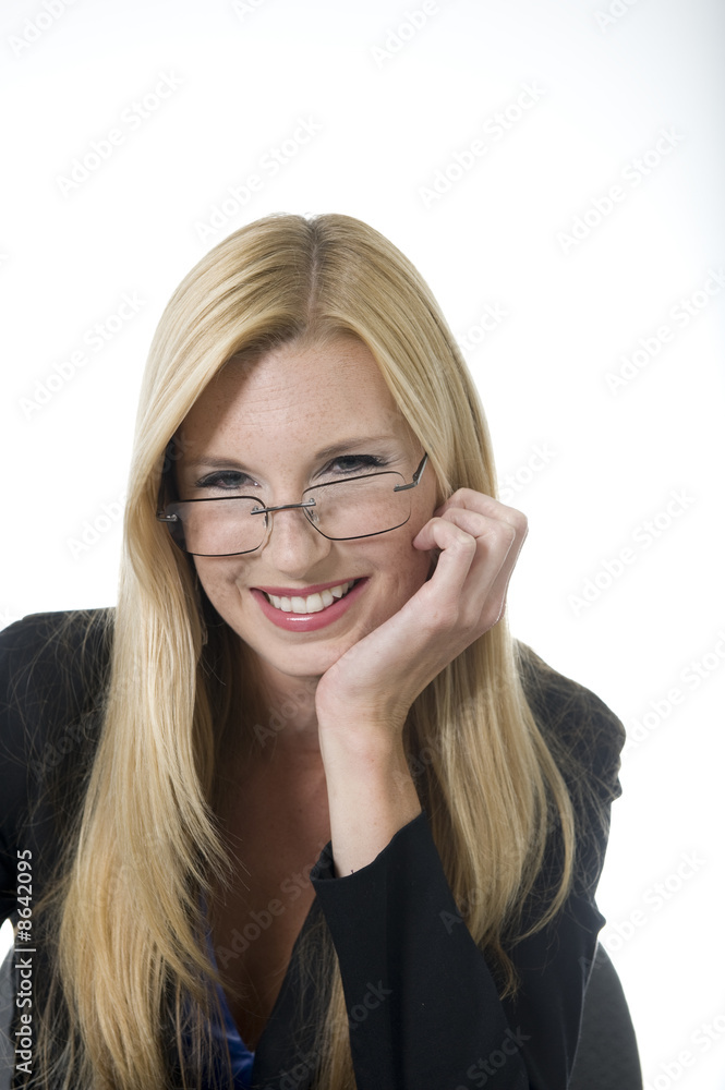 blond business woman in office