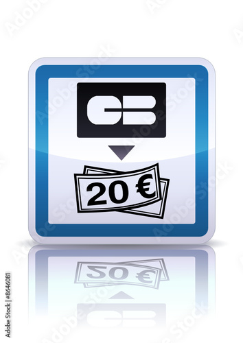Panneau de signalisation distributeur bancaire (reflet métal)