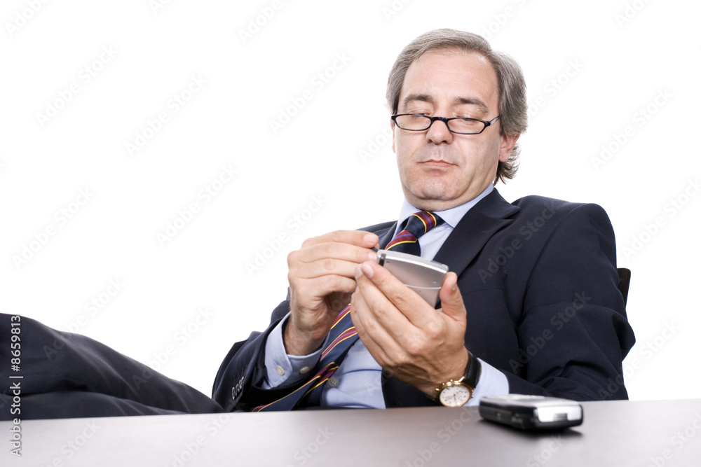 Mature Businessman working with PDA