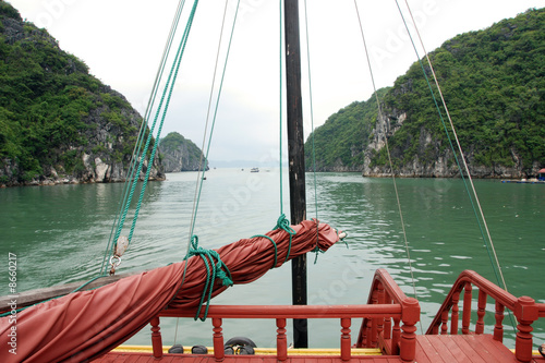 view from a junk boat in ha long bay