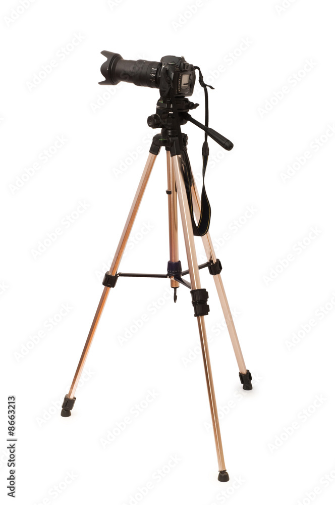 Triopod camera isolated on the white background