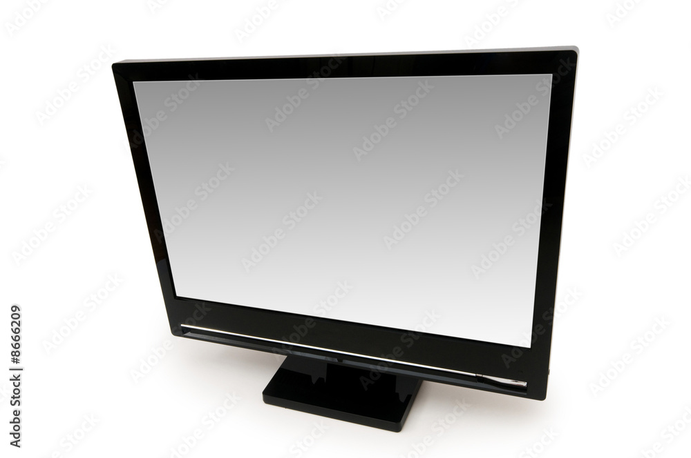 Black LCD monitor isolated on the white