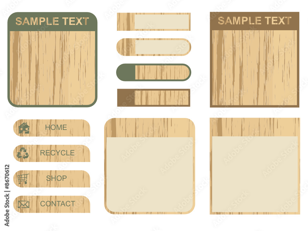 wooden tabs and text boxes