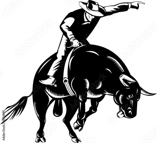 Rodeo cowboy bull riding