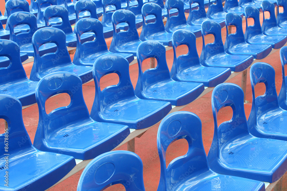 Naklejka premium Rows of blue stadium seats