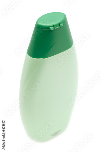 Green container for shampoo