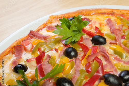 Tasty Italian pizza.Close-up