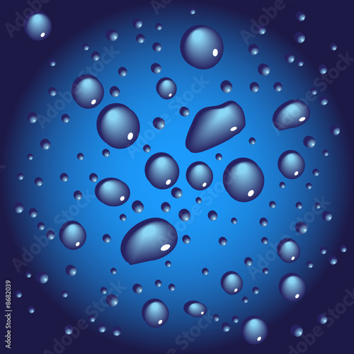 Water drops on a metallic background