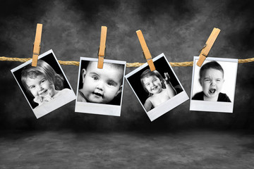 Polaroid Photos of a Toddlers Many Expressions